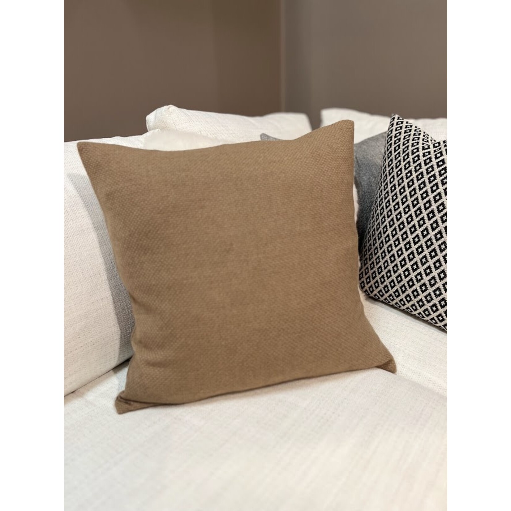 Fibre by Auskin Basketweave Camel Hair Pillow - Carmel