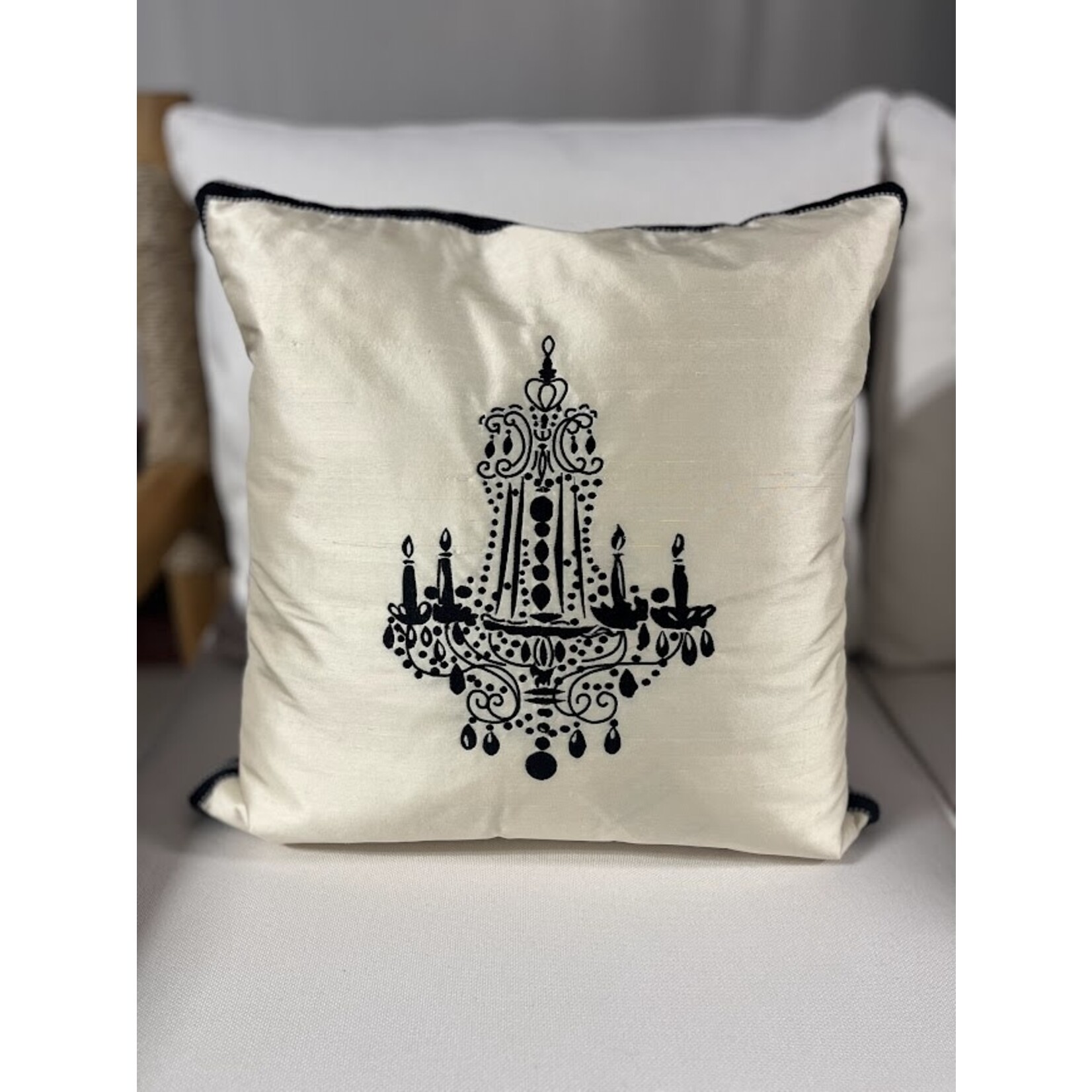 Eastern Accent Int Black & White Chandelier Throw Pillow 20x20
