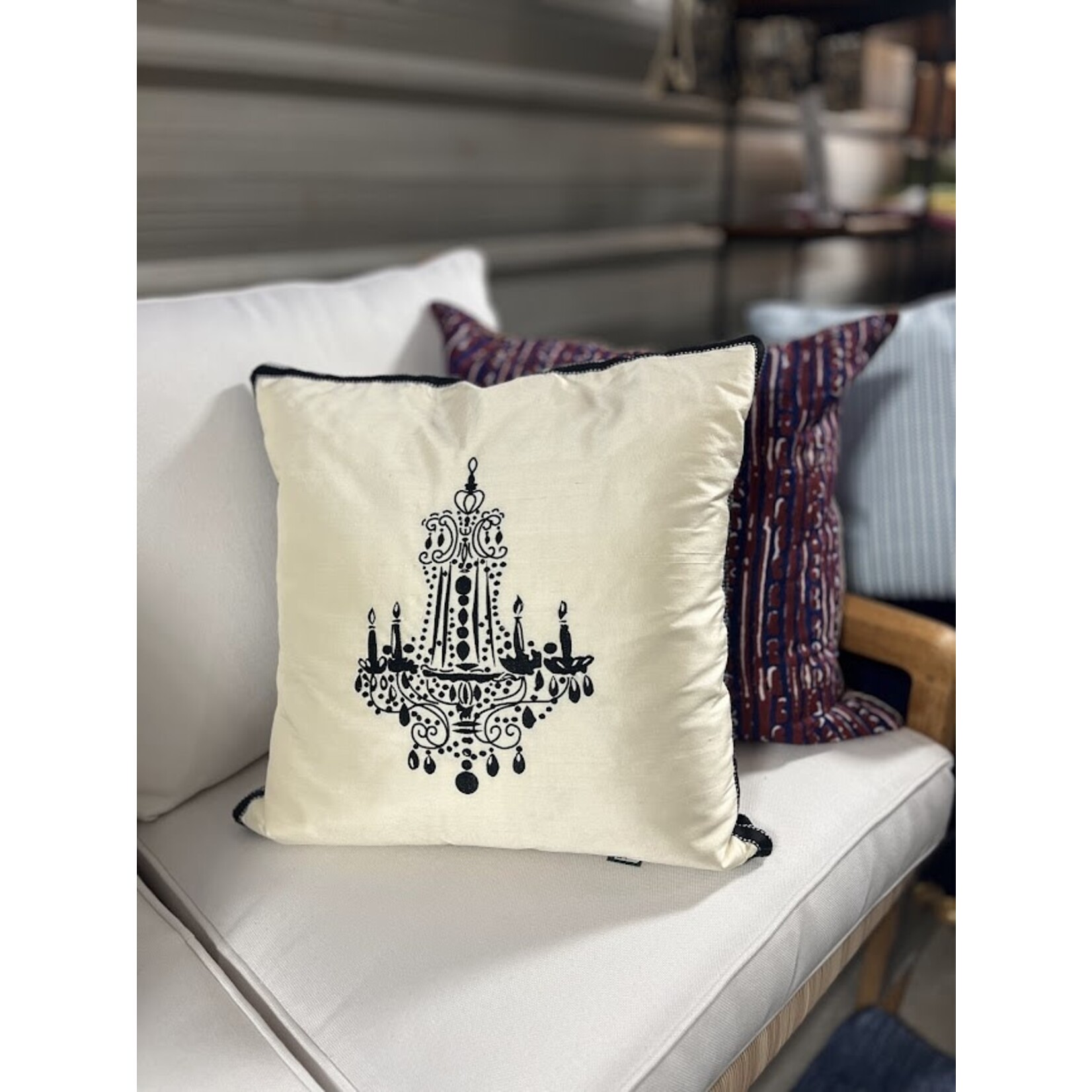 Eastern Accent Int Black & White Chandelier Throw Pillow 20x20