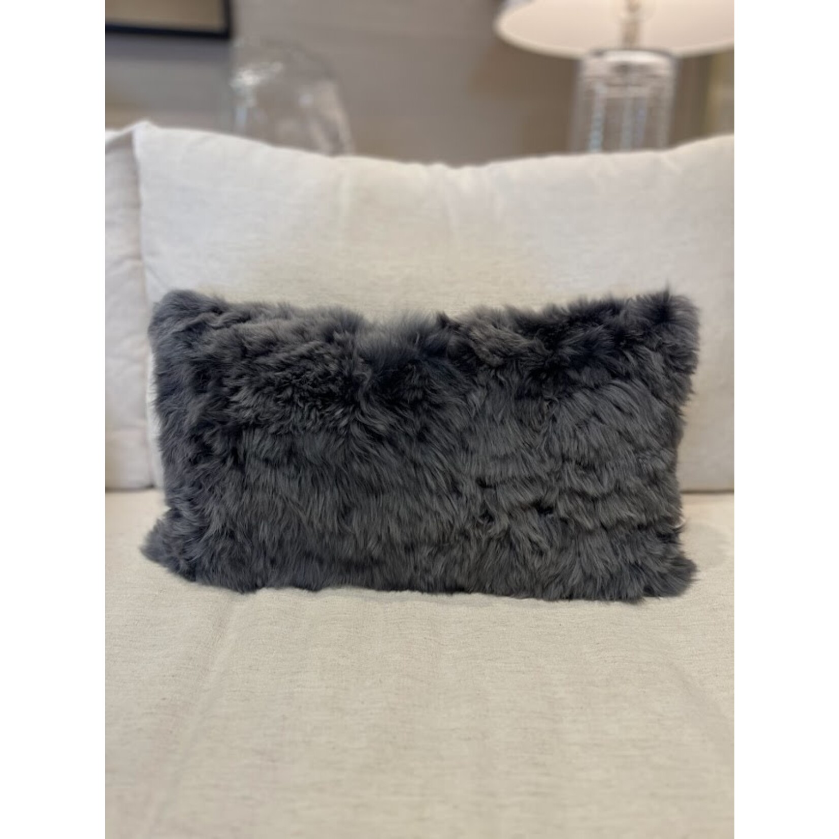 Gabby Alpaca Pillow Silver 14x24 with Feather Insert