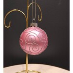 Two's Company Pink & Silver Glitter Glass Ball Ornament 2.5" Small