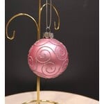 Two's Company Pink & Silver Glitter Glass Ball Ornament 4" Large
