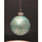 Two's Company Aqua & Silver Glitter Glass Ball Ornament 2.5" Small