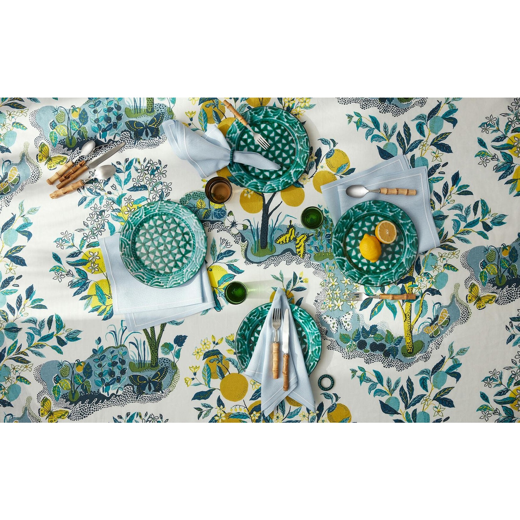 Matouk Citrus & Butterfly Garden Linen Tablecloth