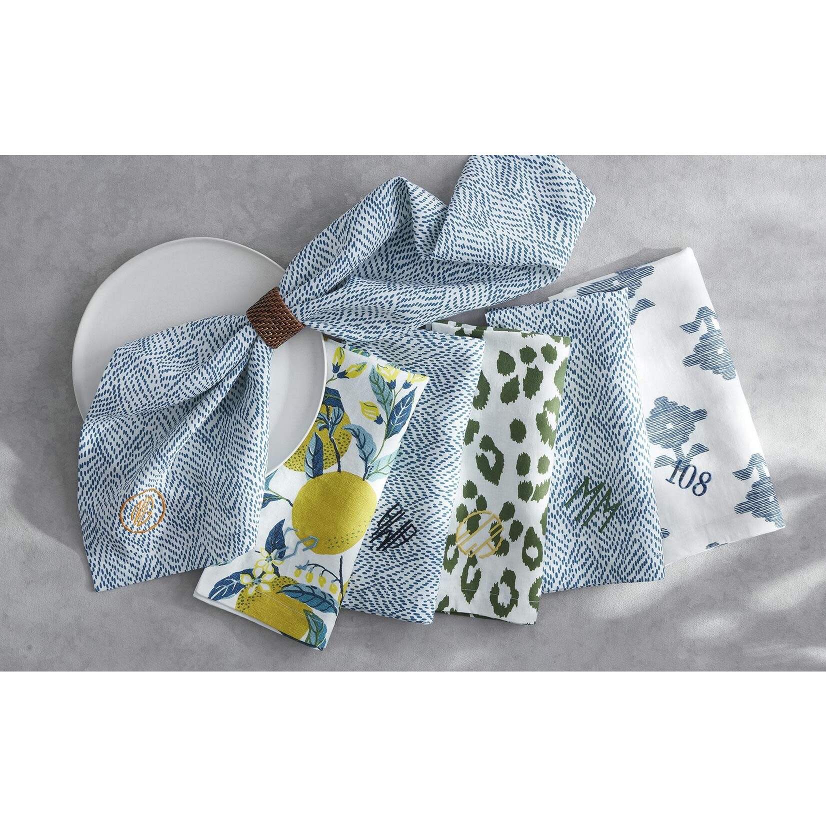 Matouk Citrus & Butterfly Garden Linen Tablecloth