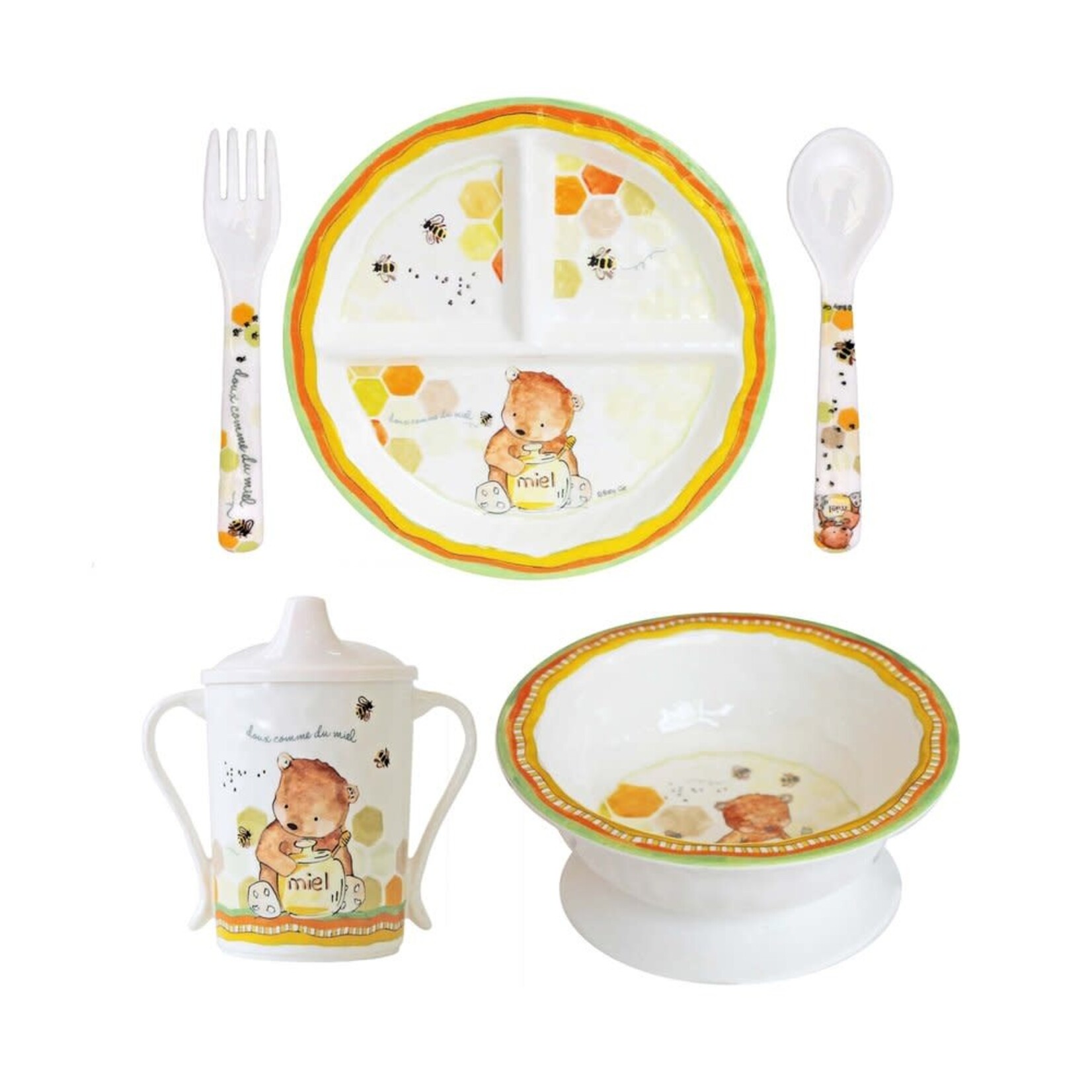 Baby Cie Textured Fork & Spoon Sweet As Honey Douce Comme Du Miel