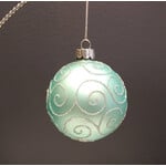Two's Company Aqua & Silver Glitter Glass Ball Ornament 3" Medium
