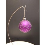 Two's Company Purple & Silver Glitter Glass Ball Ornament 2.5" Small