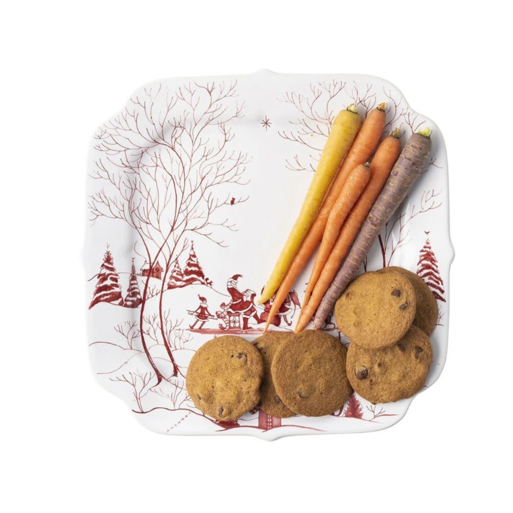 Juliska Country Estate Winter Frolic Ruby Santa's Cookie Tray Naughty and Nice List