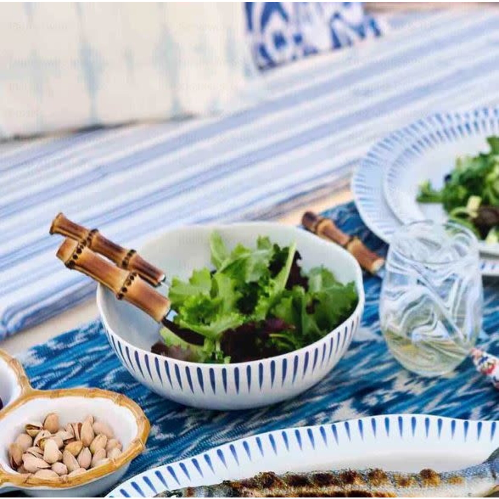 Juliska Sitio Delft Blue Stripe Ceramic Coupe Bowl