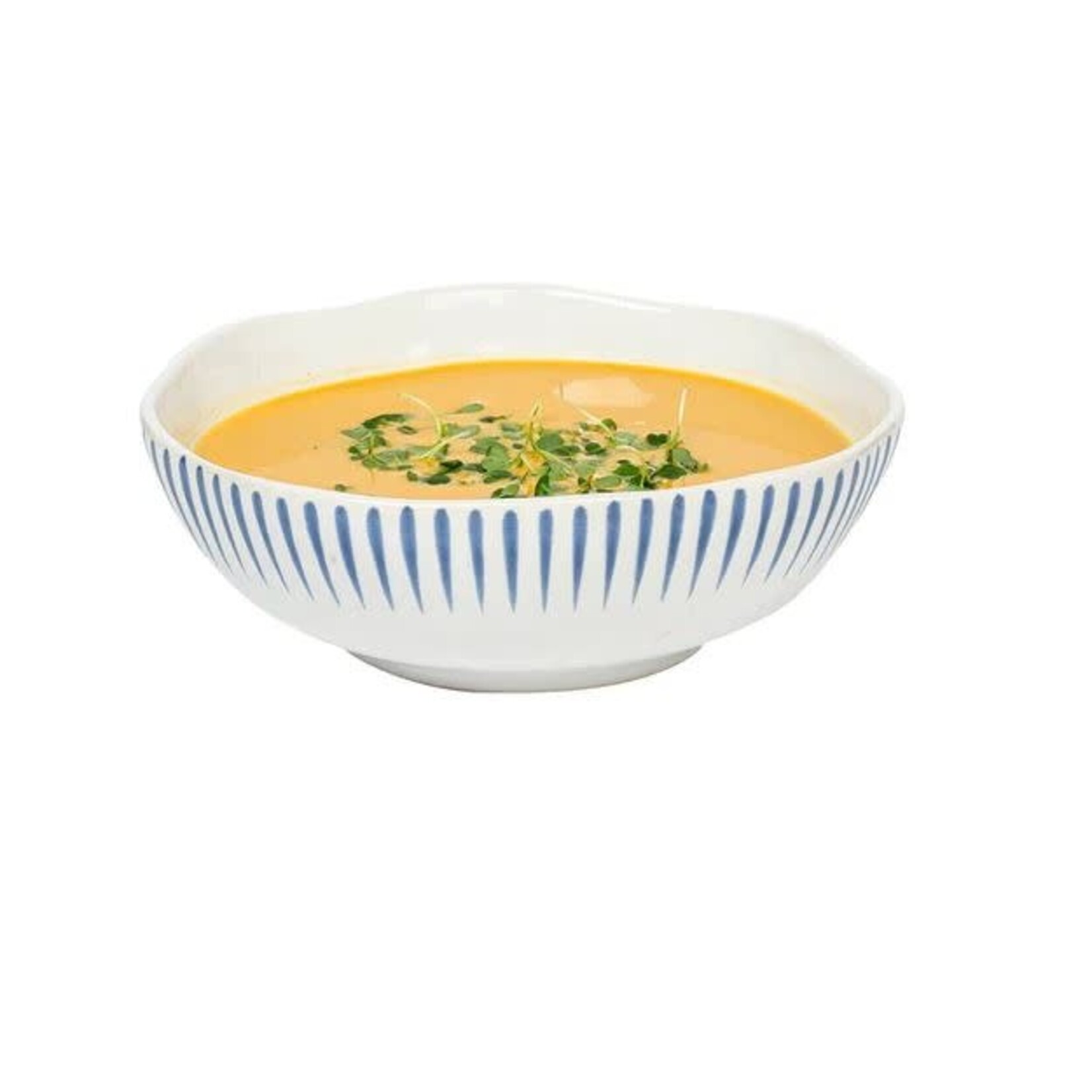 Juliska Sitio Delft Blue Stripe Ceramic Coupe Bowl