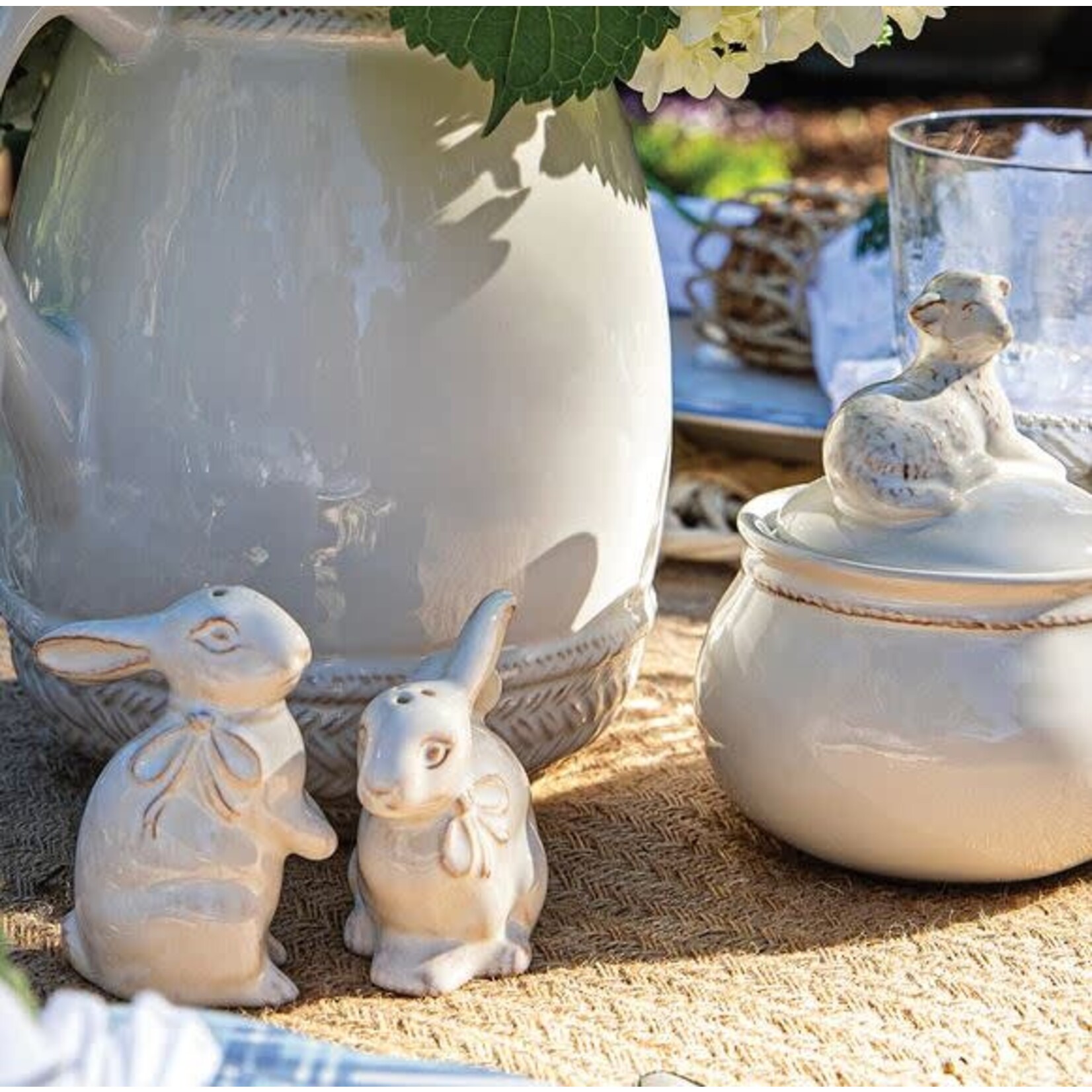 Juliska Clever Creatures White Bunny Salt & Pepper Shakers - Set of 2