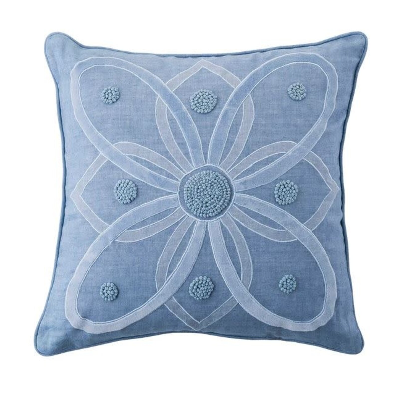 Juliska Berry & Thread Embellished Chambray Blue Throw Pillow 18x18