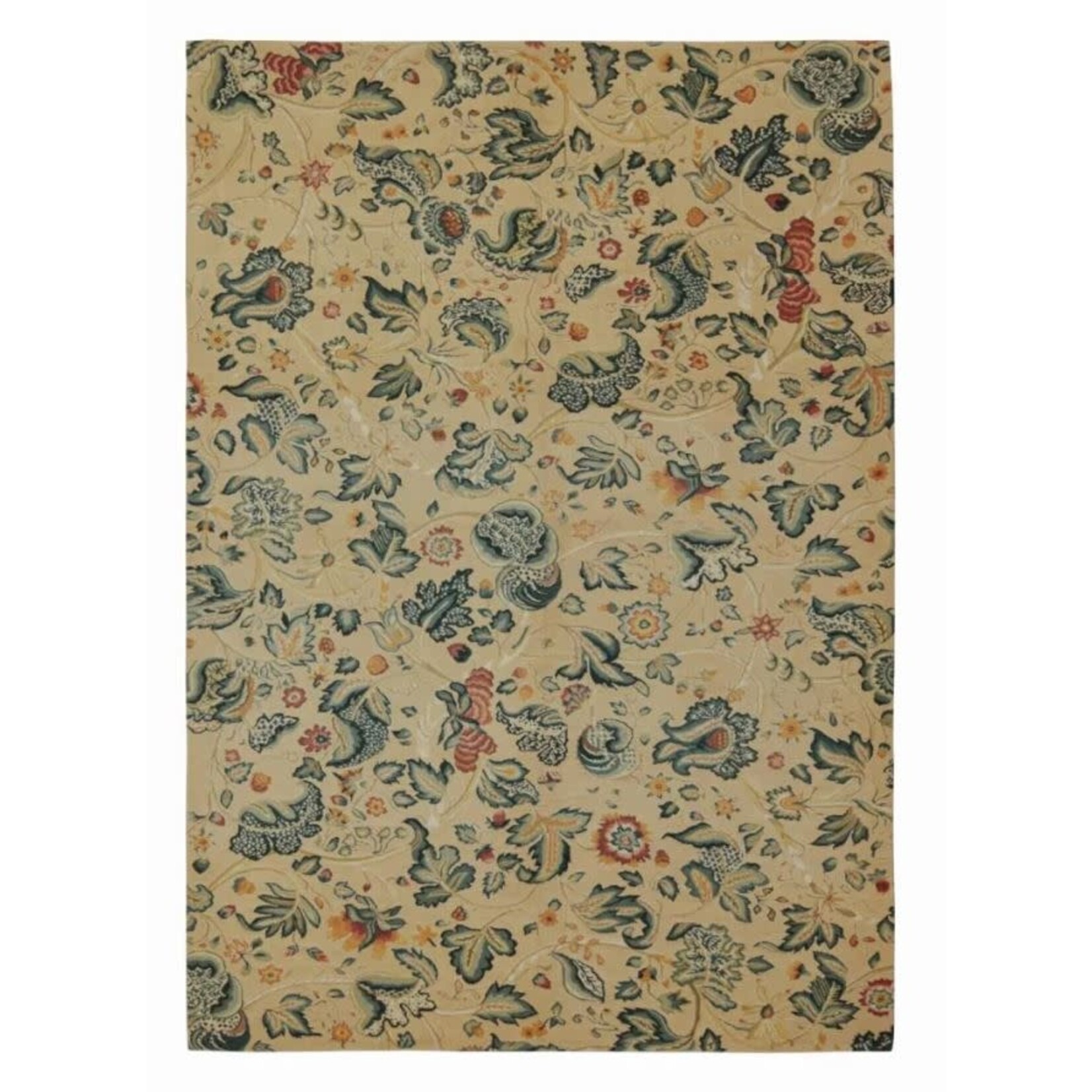 Rug & Kilim European Tudor Flatweave in Beige with Floral Pattern Rug