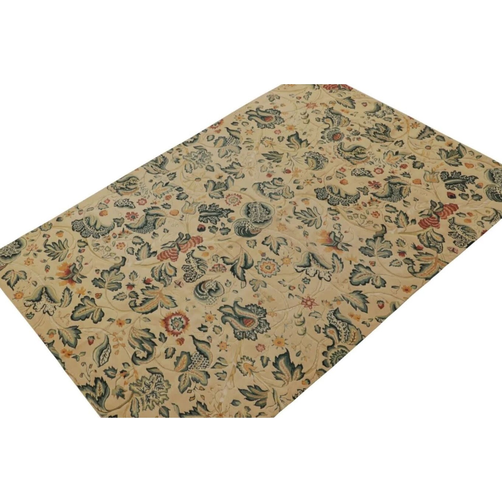 Rug & Kilim European Tudor Flatweave in Beige with Floral Pattern Rug