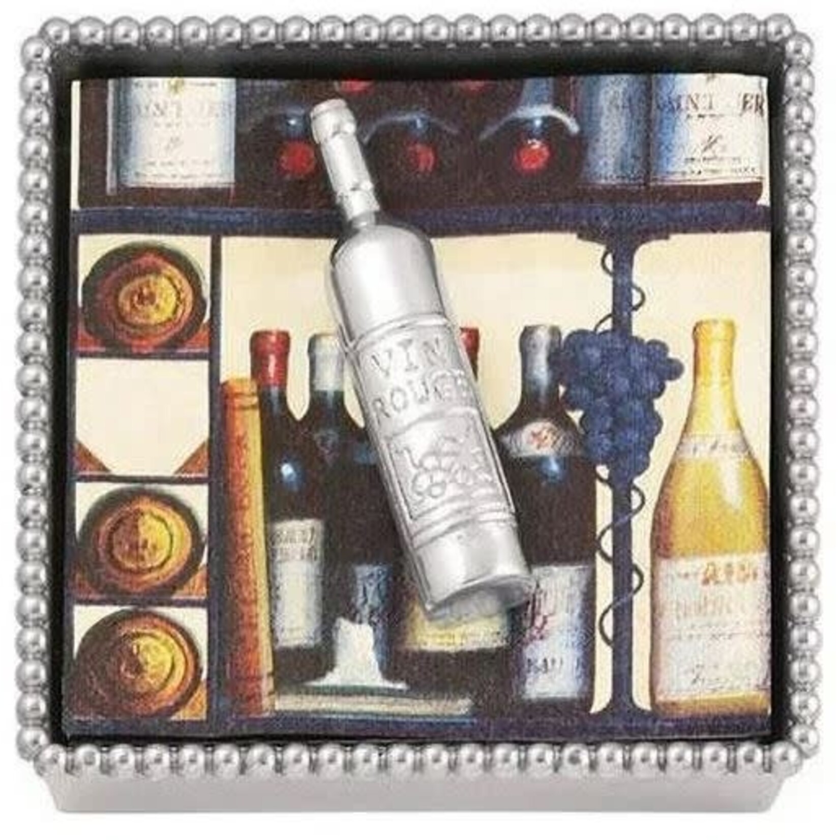 Mariposa Beaded Napkin Box with Wine Bottle