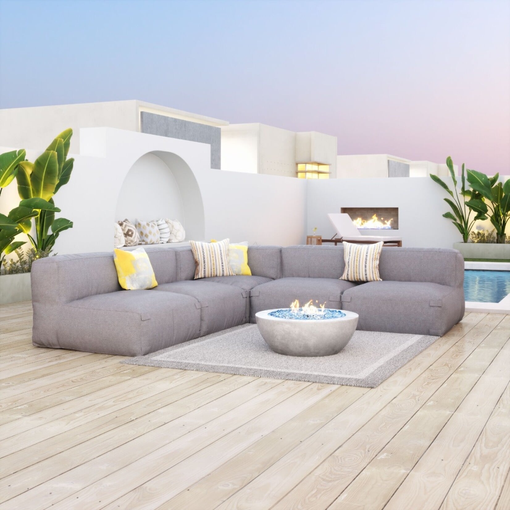 Zuo Modern Luanda Gray Outdoor Sectional Middle Chair