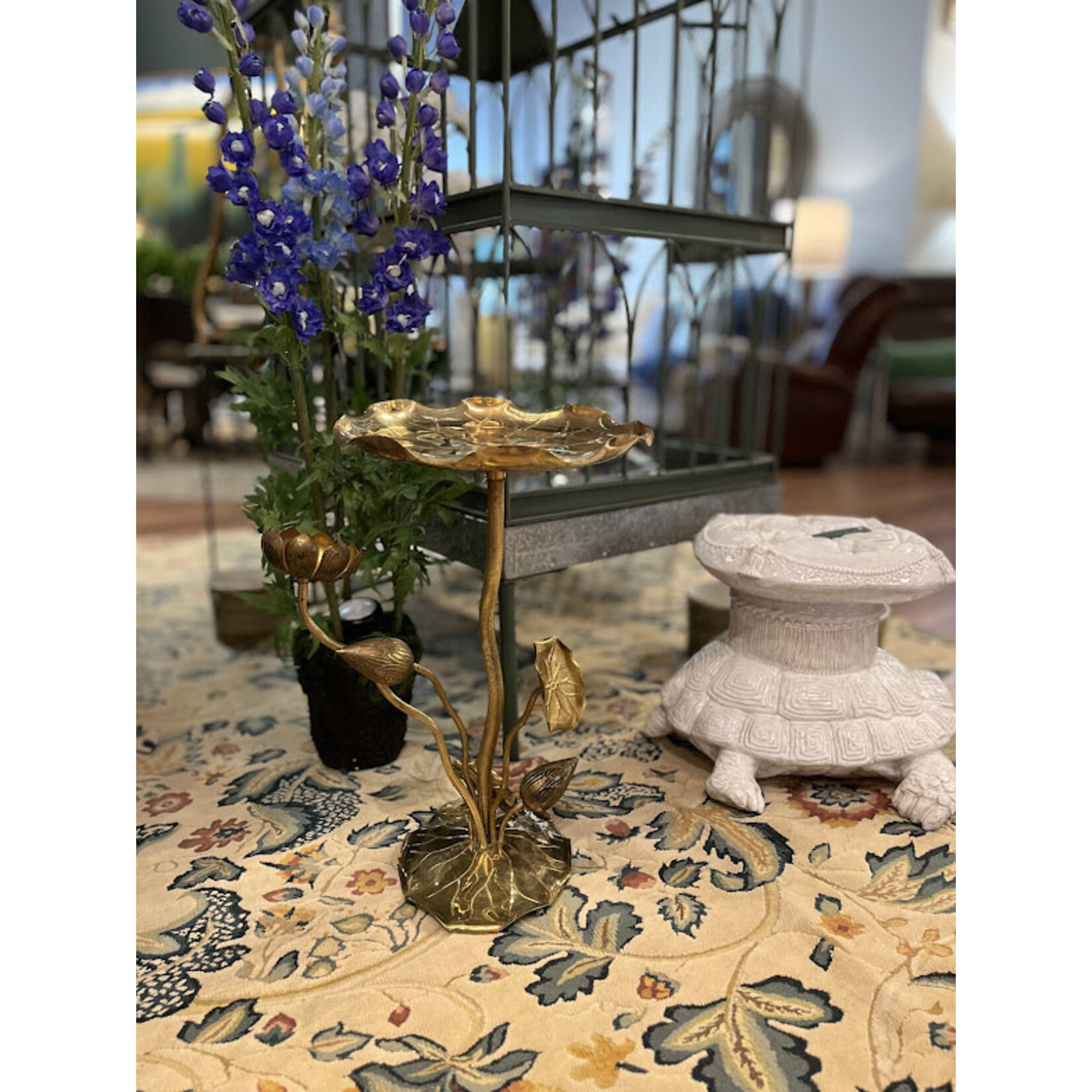 Carole Stupell LTD Brass Lotus Accent Table Circa 1950's