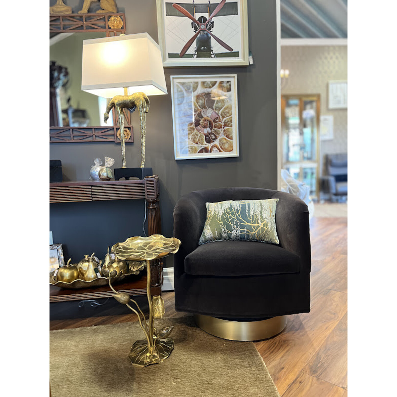 Carole Stupell LTD Brass Lotus Accent Table Circa 1950's