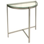 Accents Beyond Demilune Metal Table With Glass Top Silver Finish