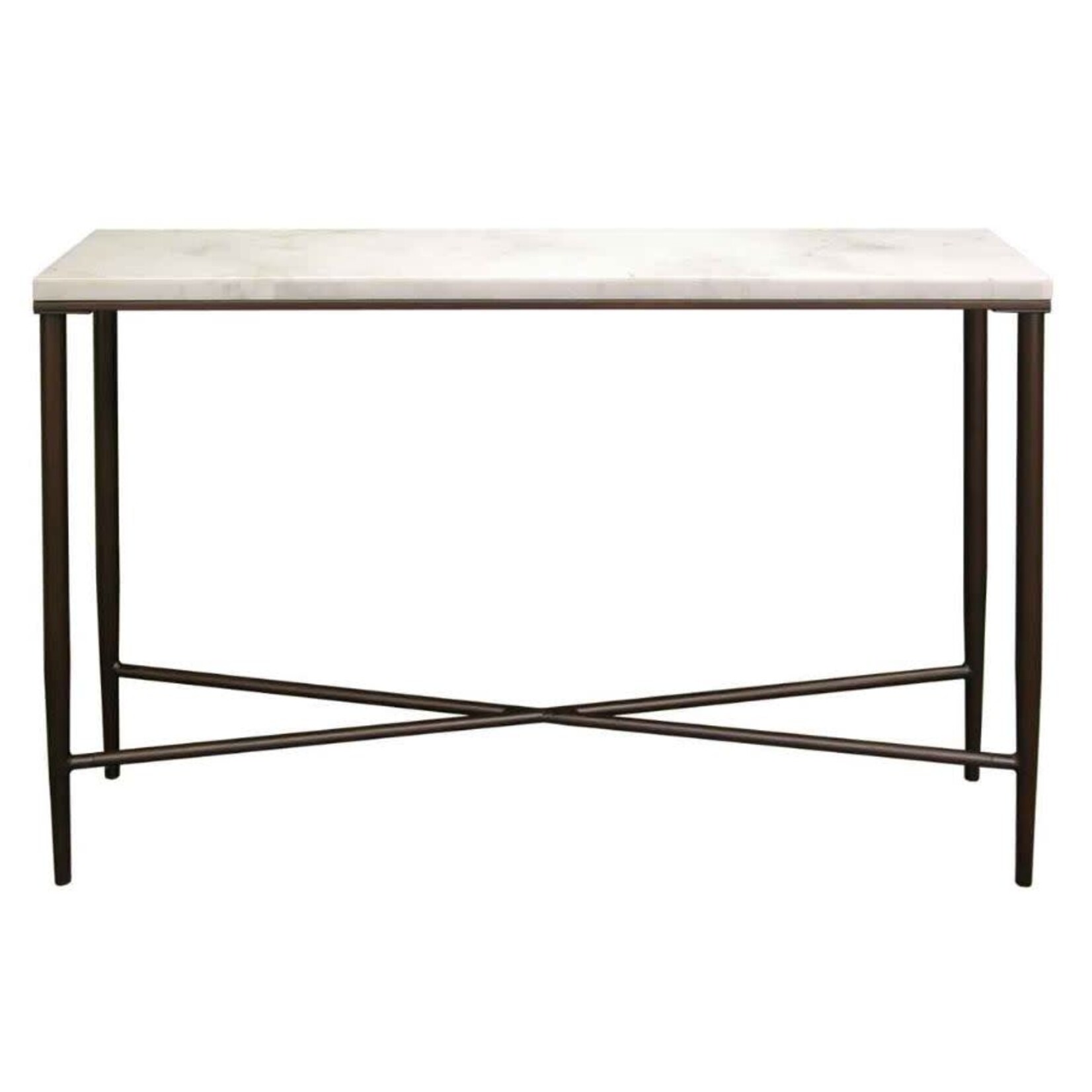 Accents Beyond Bronze Metal  Console Table with Carrara Marble Top