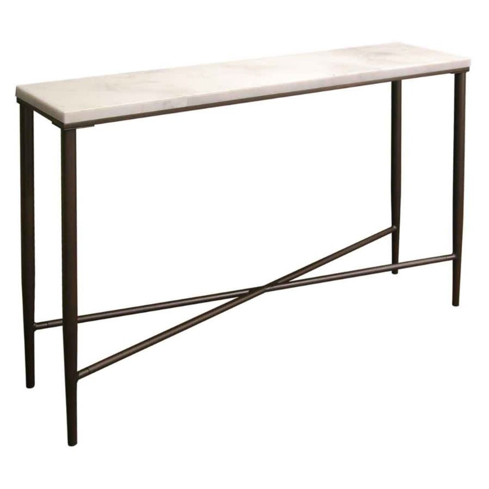 Accents Beyond Bronze Metal  Console Table with Carrara Marble Top