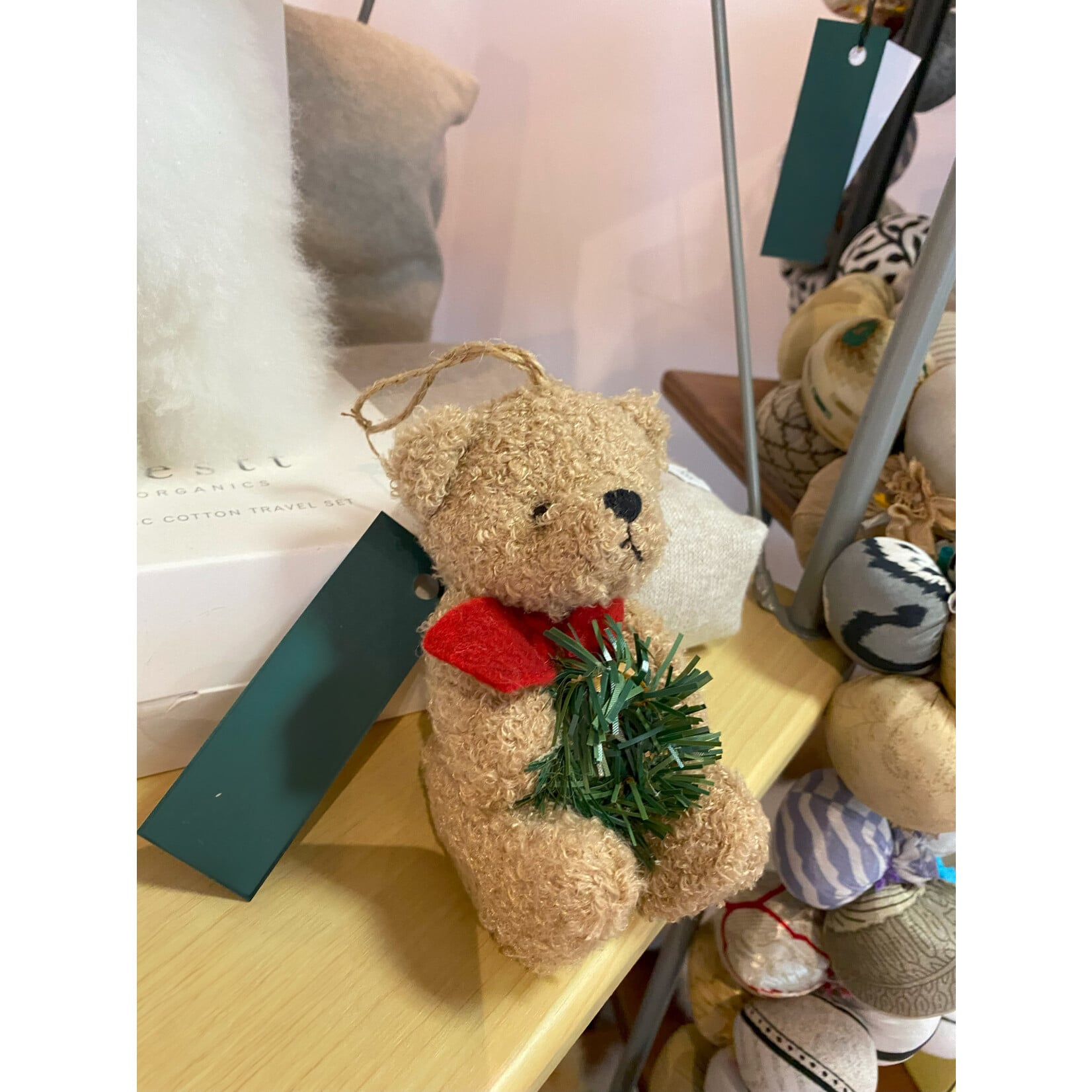 Shishi LLC Teddy Bear with Red Scarf Ornament