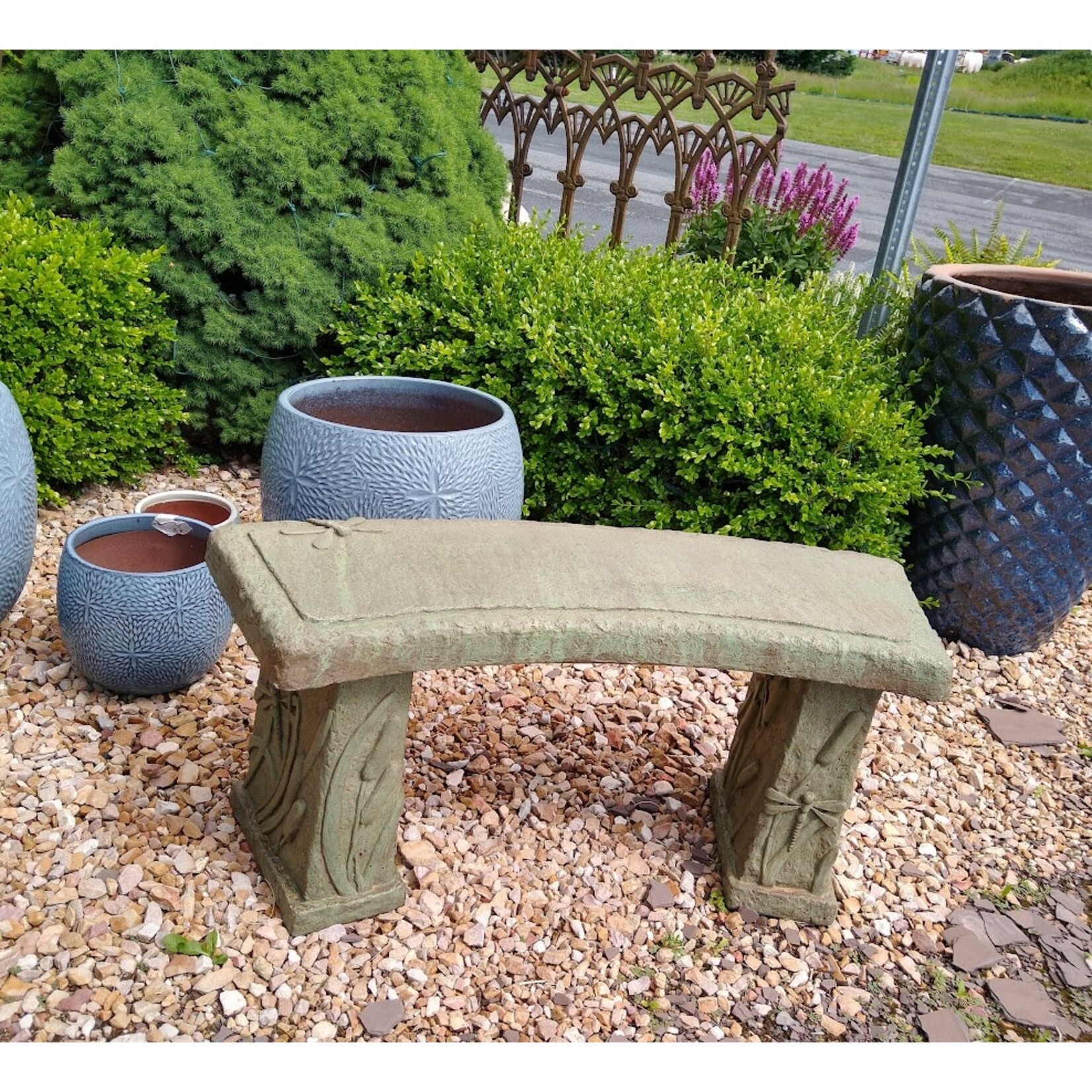 Campania Copper Bronze Dragonfly Cast Stone Bench