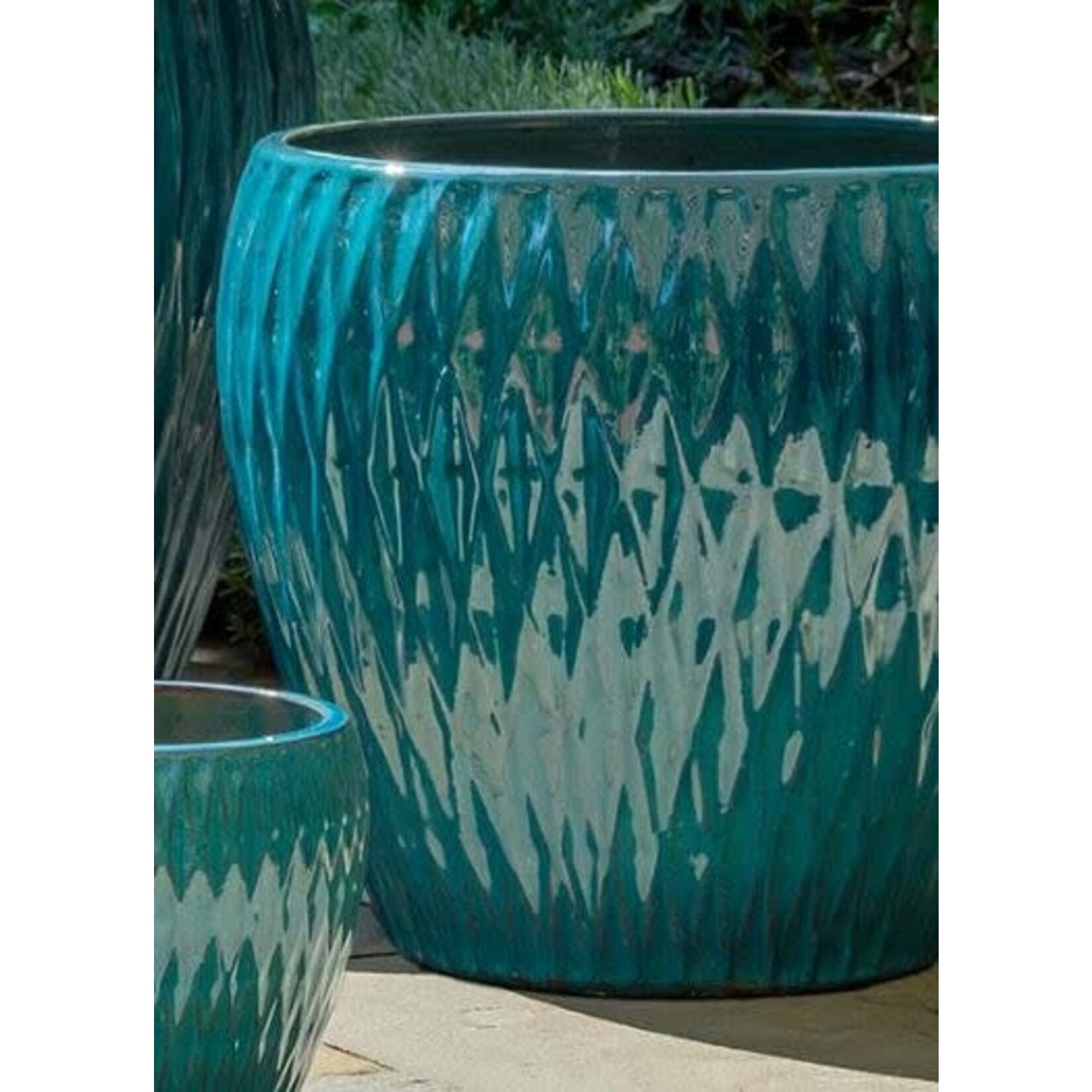 Campania Harlequin Blue Jade Glazed Terracotta Planter