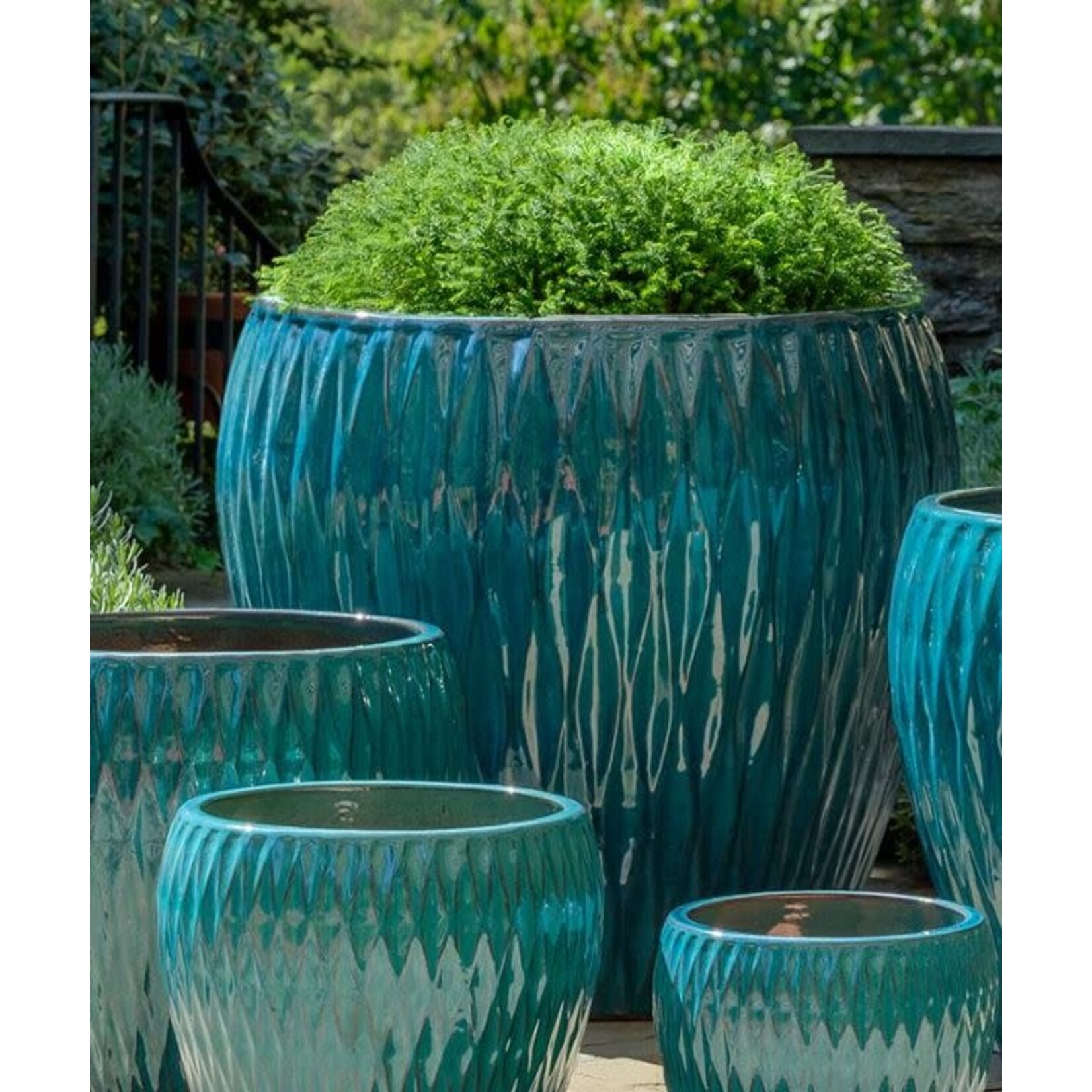 Campania Harlequin Blue Jade Glazed Terracotta Planter