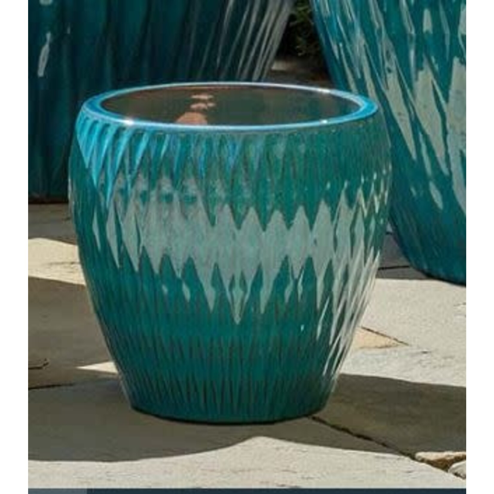Campania Harlequin Blue Jade Glazed Terracotta Planter