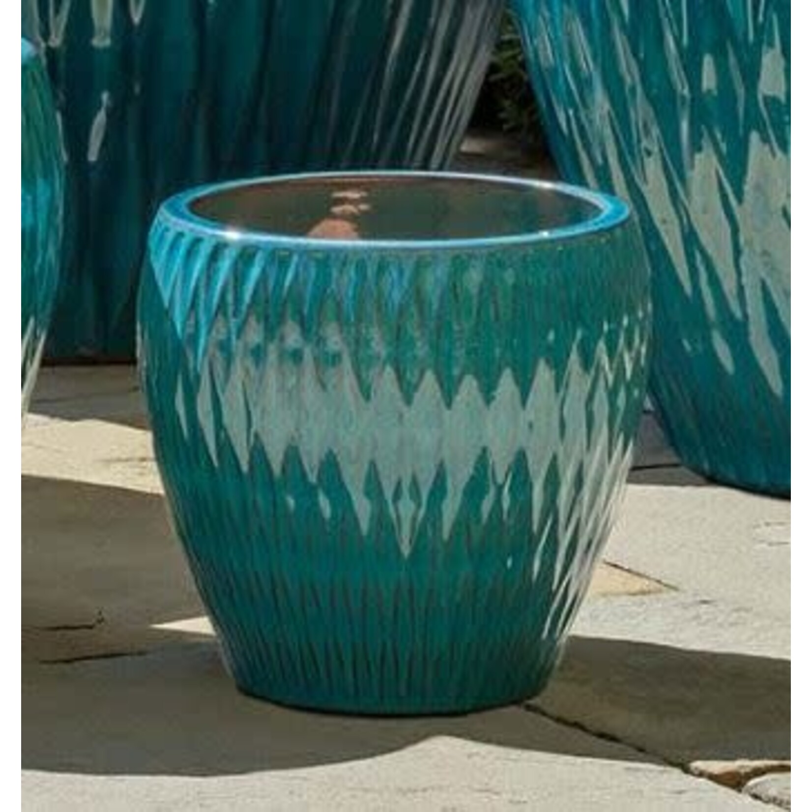 Campania Harlequin Blue Jade Glazed Terracotta Planter