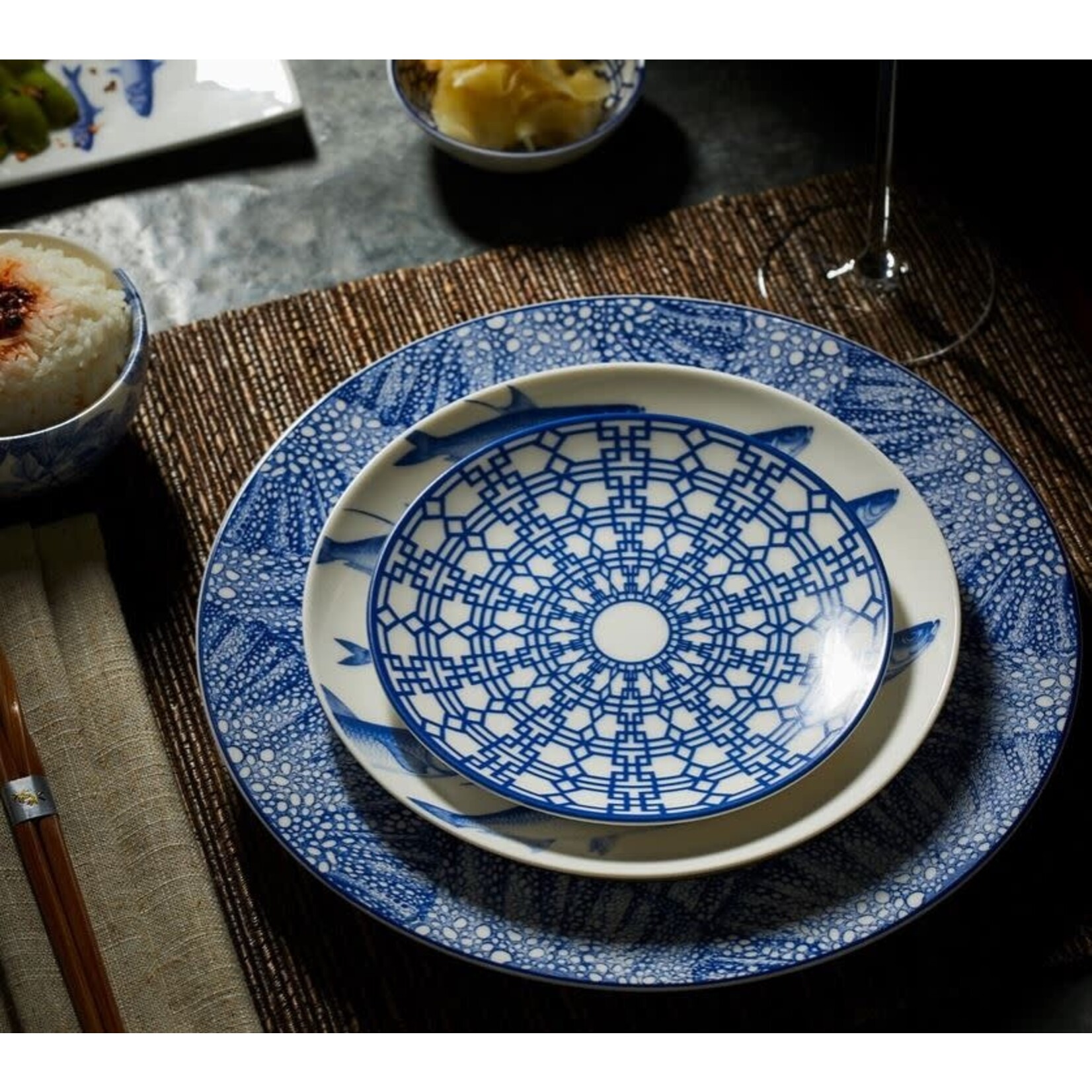 Caskata Newport Blue Canape Plates Set of 4