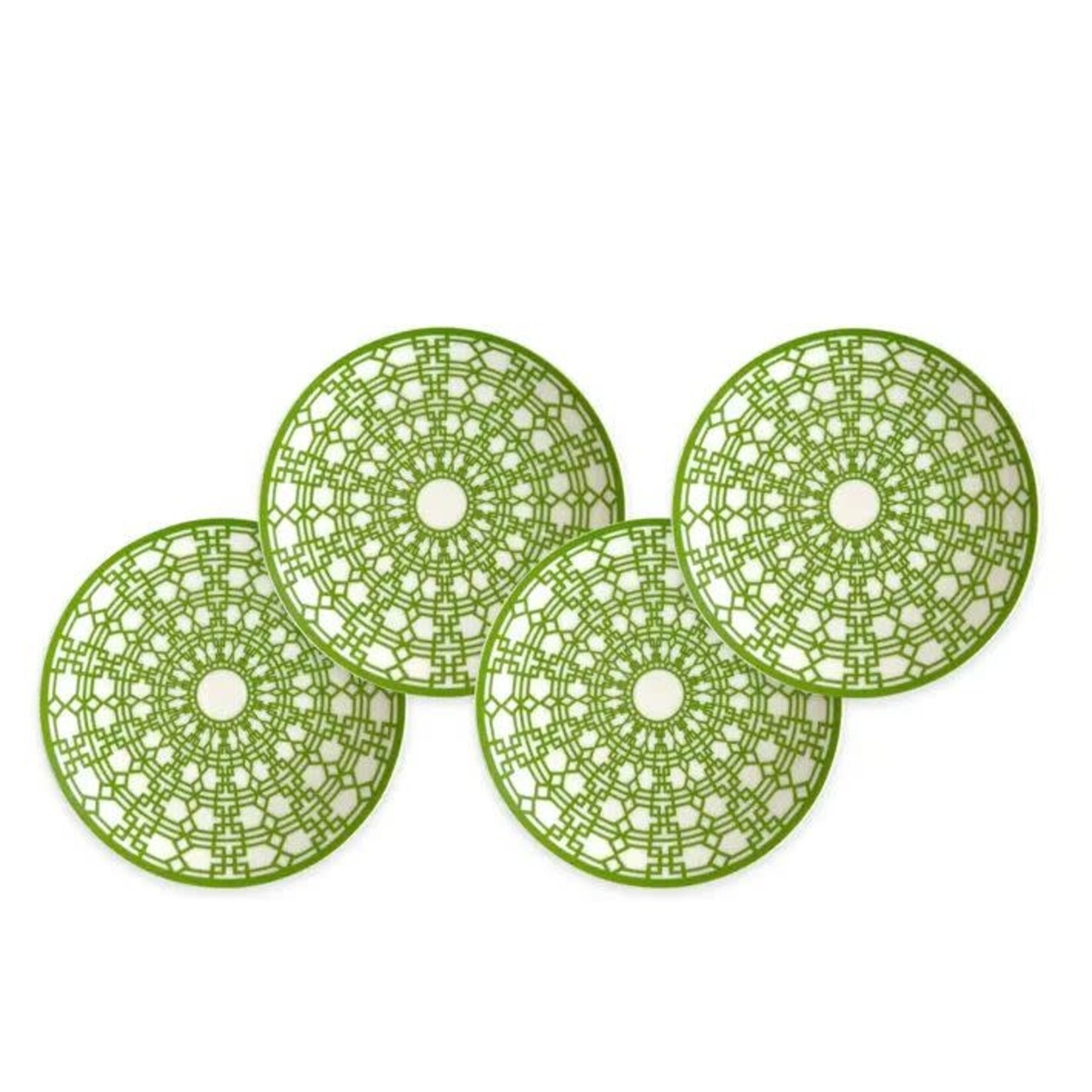 Caskata Newport Green Canape Plates Boxed Set Of 4