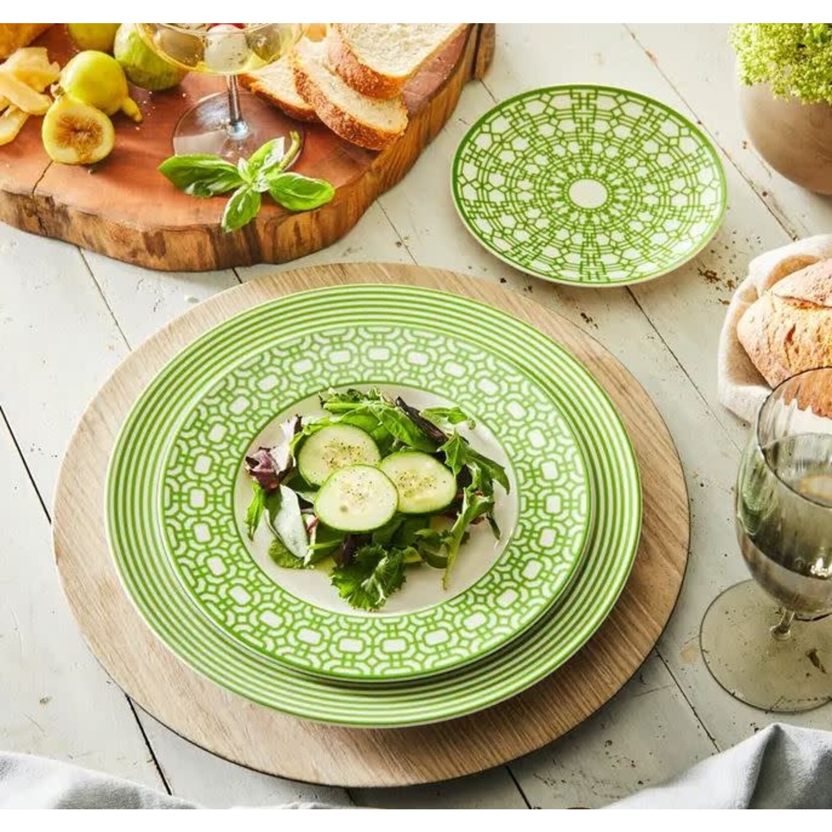 Caskata Newport Green Canape Plates Boxed Set Of 4