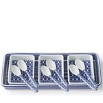 Caskata Newport Blue Nested Appetizer Tray & Spoons Set