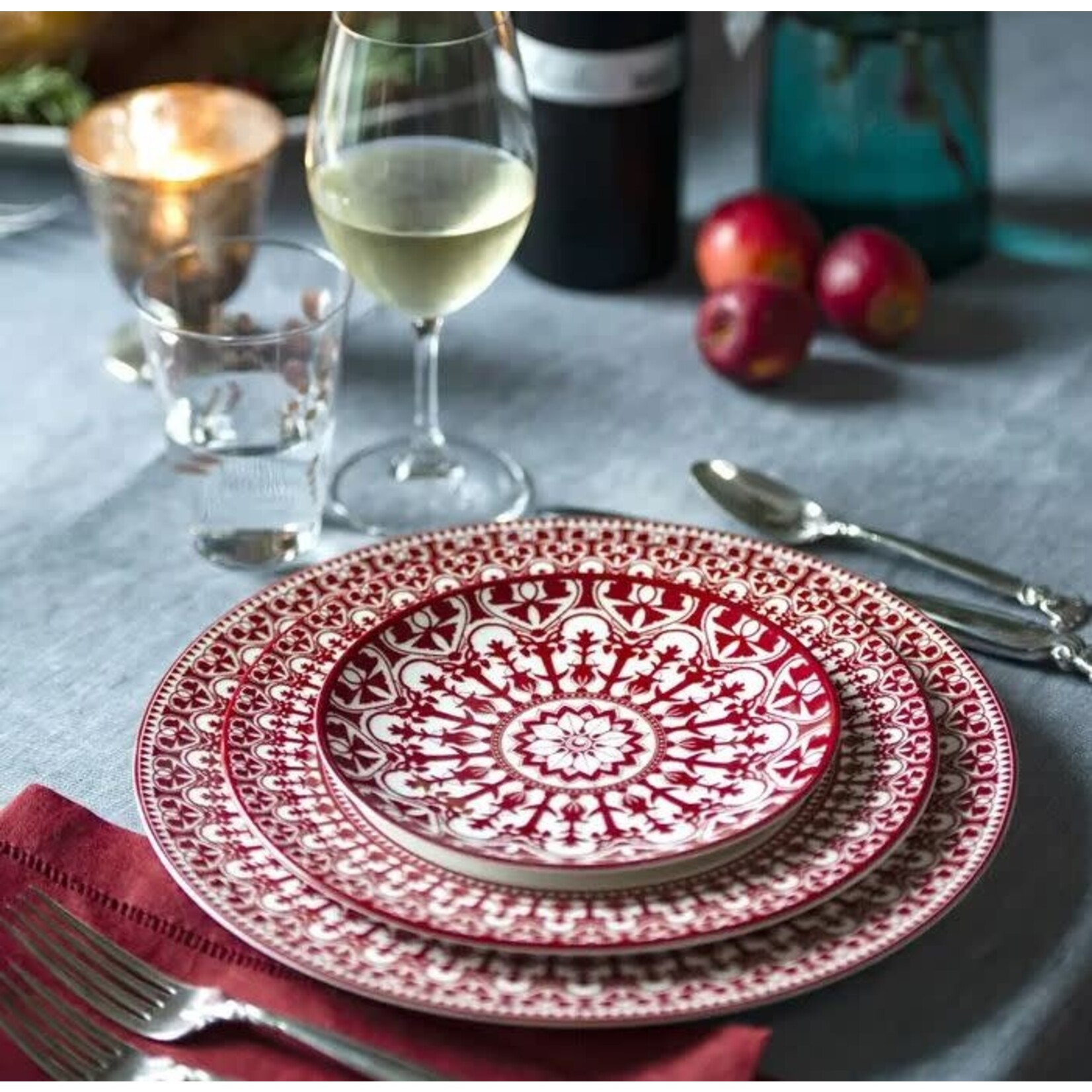 Caskata Casablanca Crimson Canape Plates Set Of 4