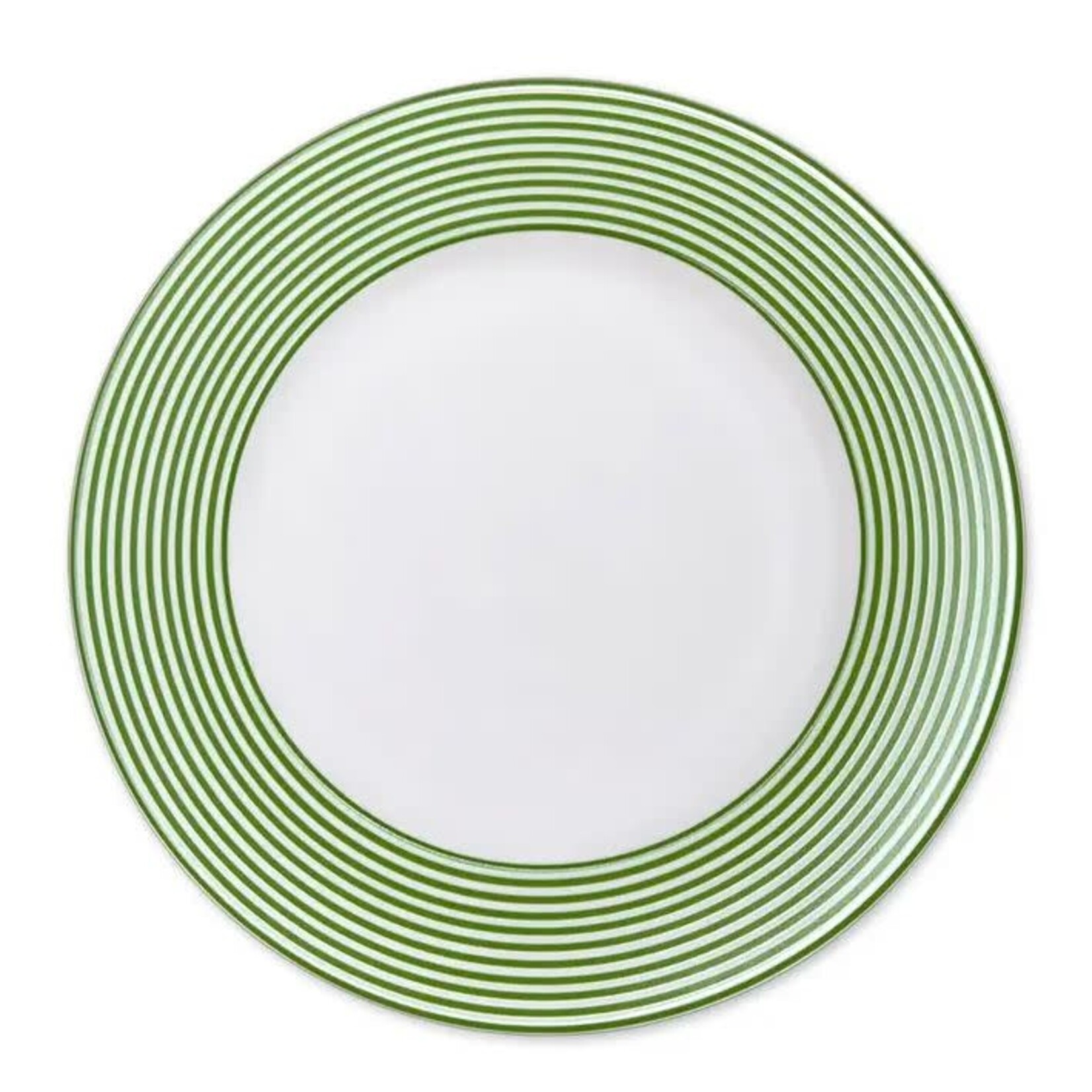 Caskata Newport Green Stripe Rimmed Dinner Plate