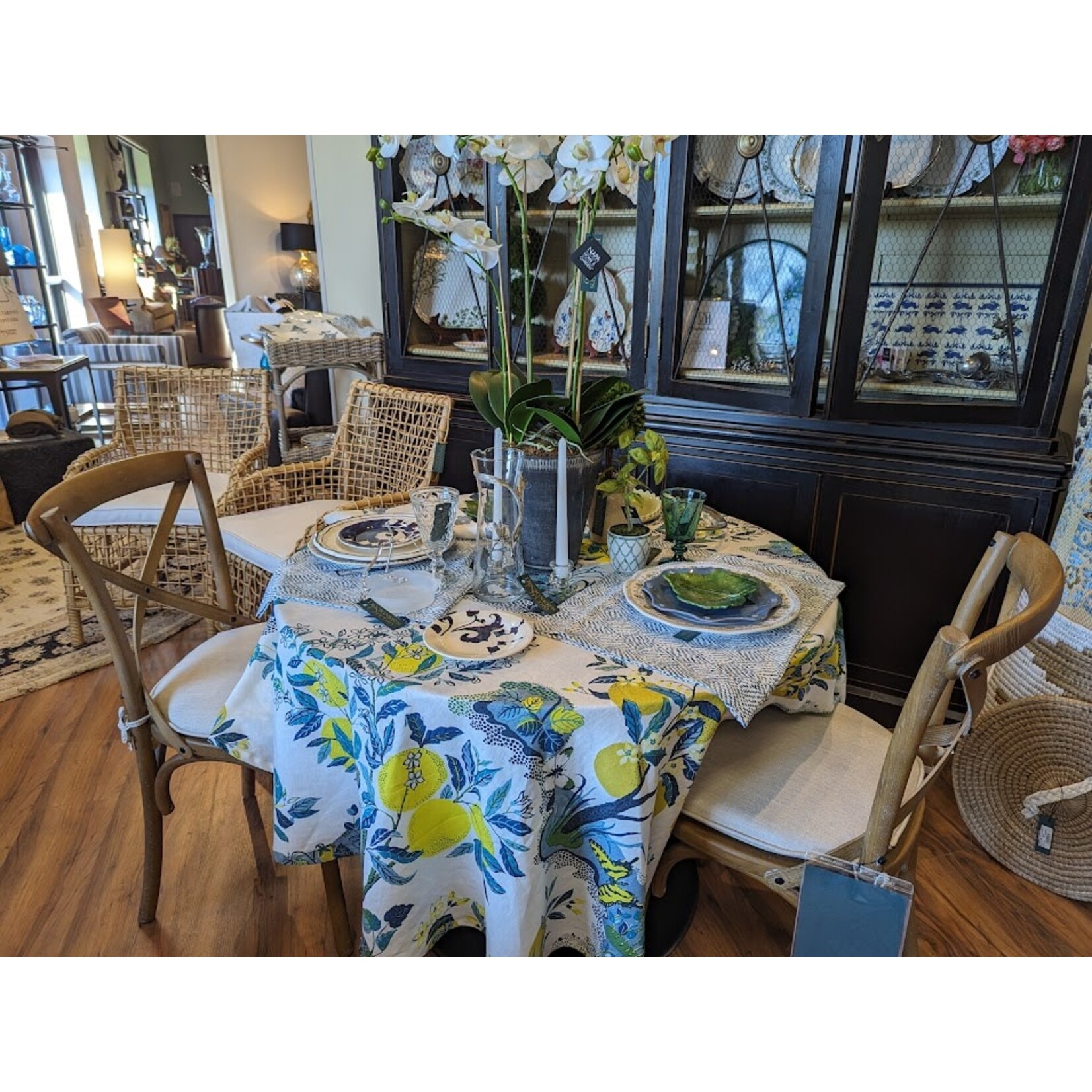 Matouk Citrus & Butterfly Garden Linen Tablecloth