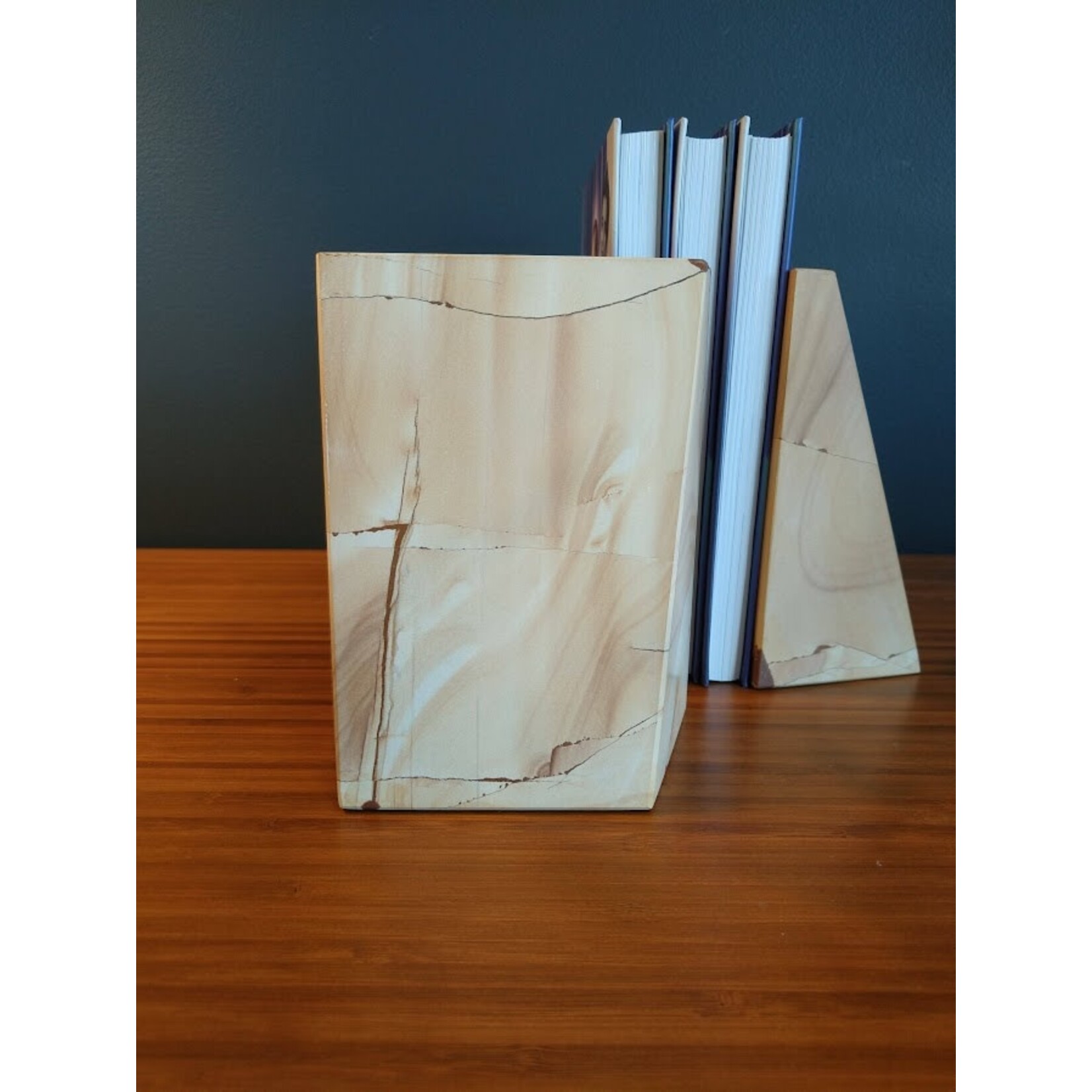Carole Stupell LTD Striated Teak Marble Bookends Set