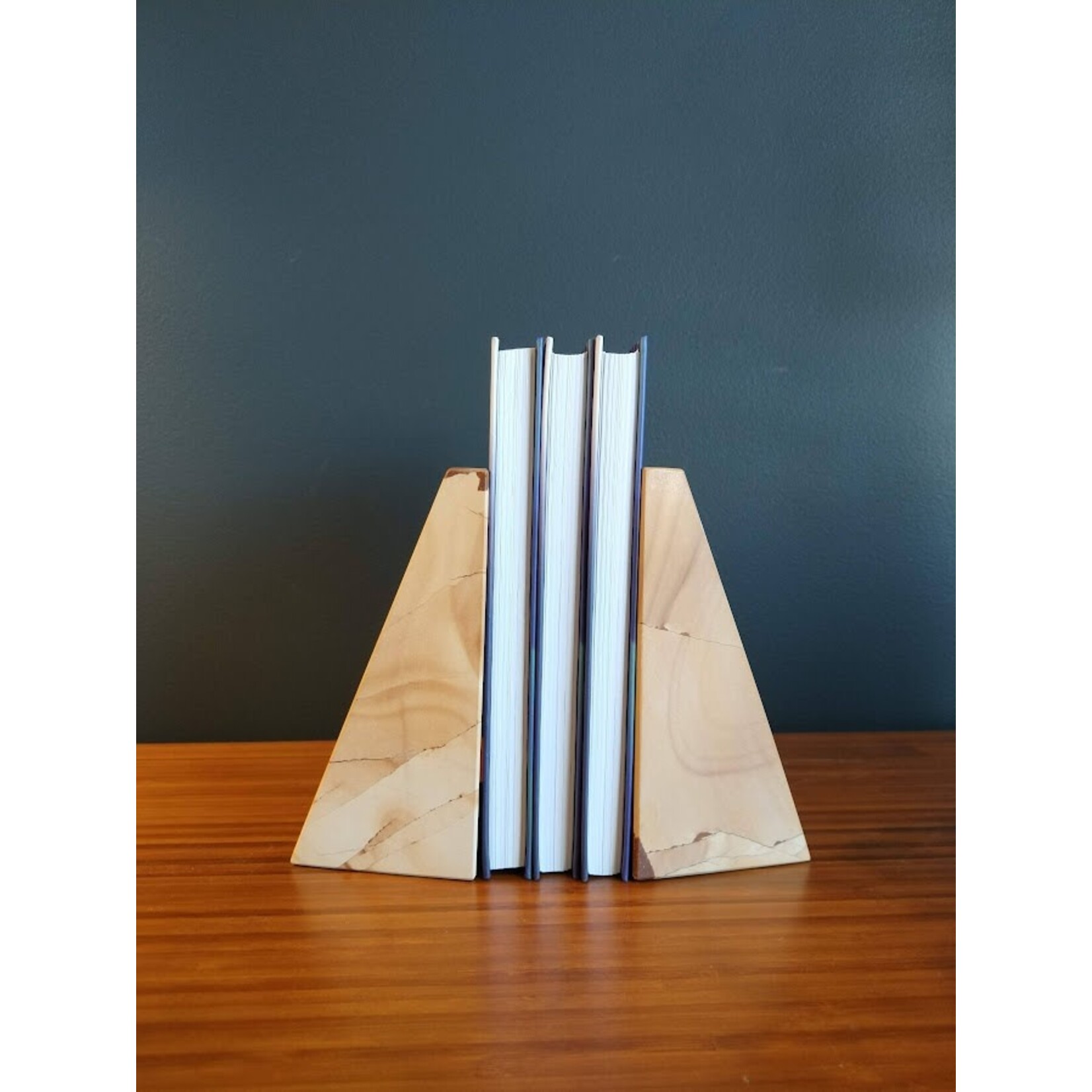 Carole Stupell LTD Striated Teak Marble Bookends Set