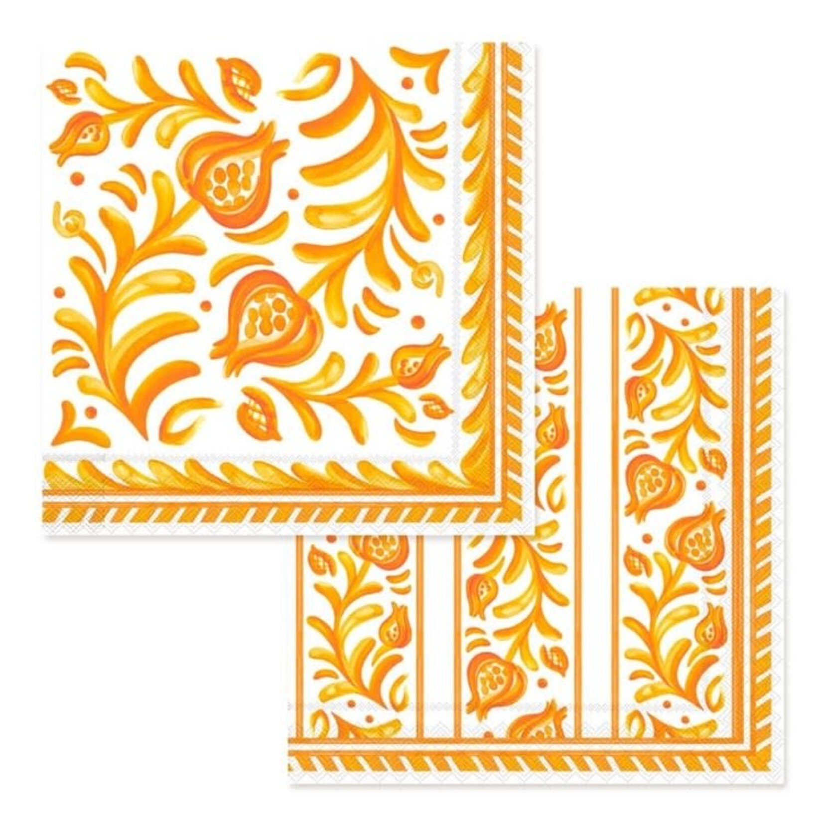 Le Cadeaux Sicily Orange Patterned Paper Dinner Napkins