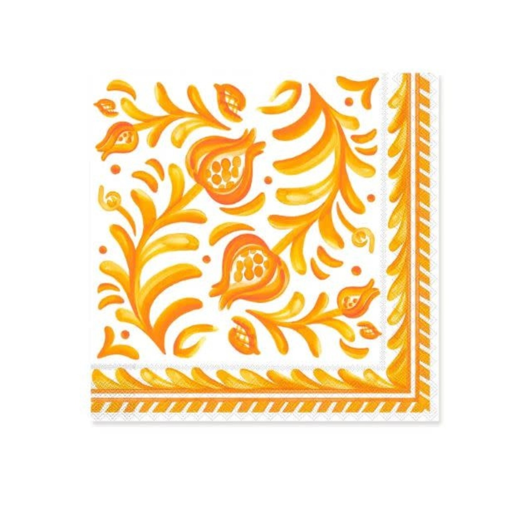 Le Cadeaux Sicily Orange Patterned Paper Dinner Napkins