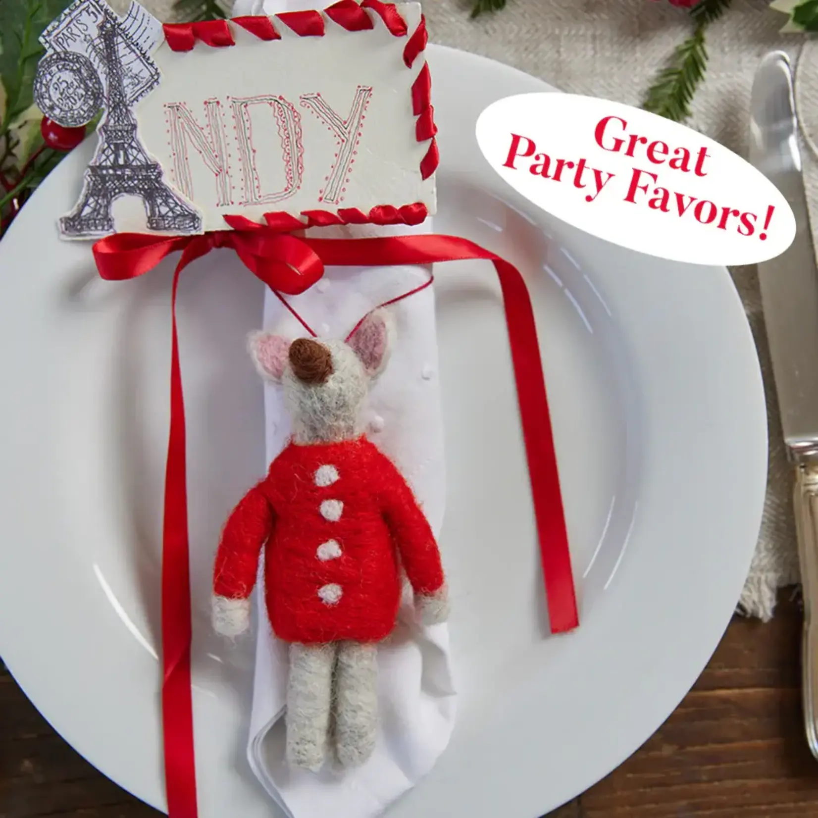 Rockflowerpaper Red Sweater Mouse Felt Ornament