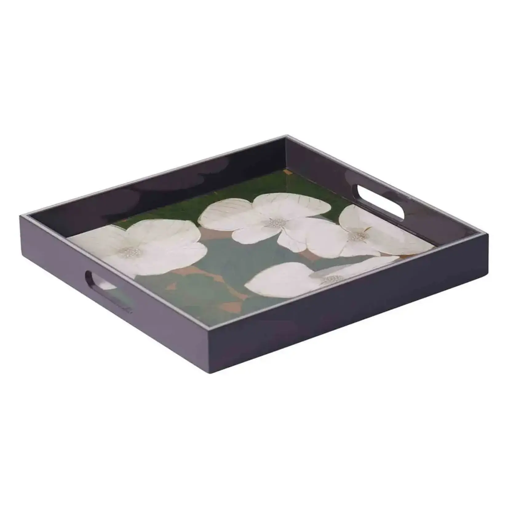 Rockflowerpaper White Dogwood 15" Square Art Serving Tray