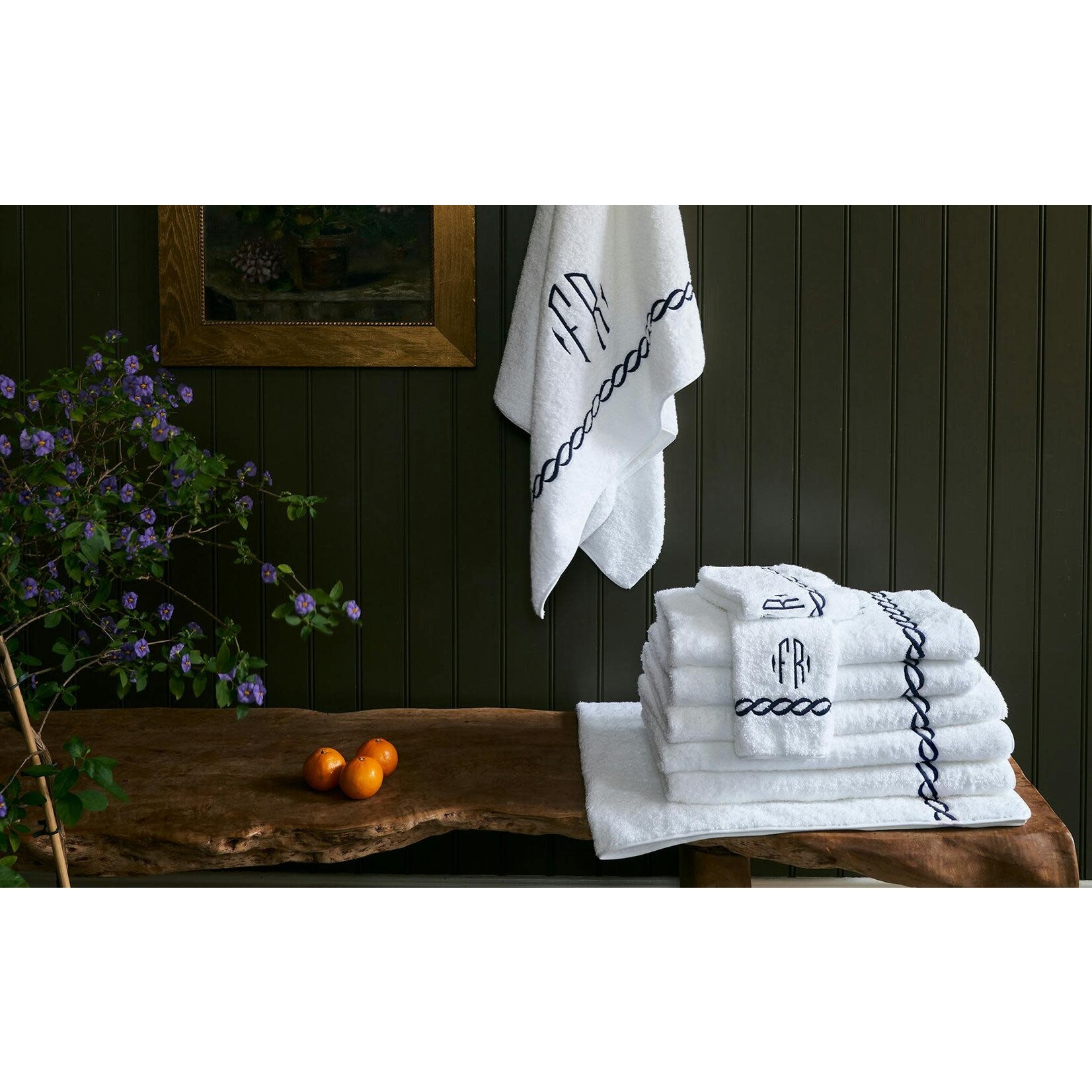 Matouk Classic Chain White Cotton Towel