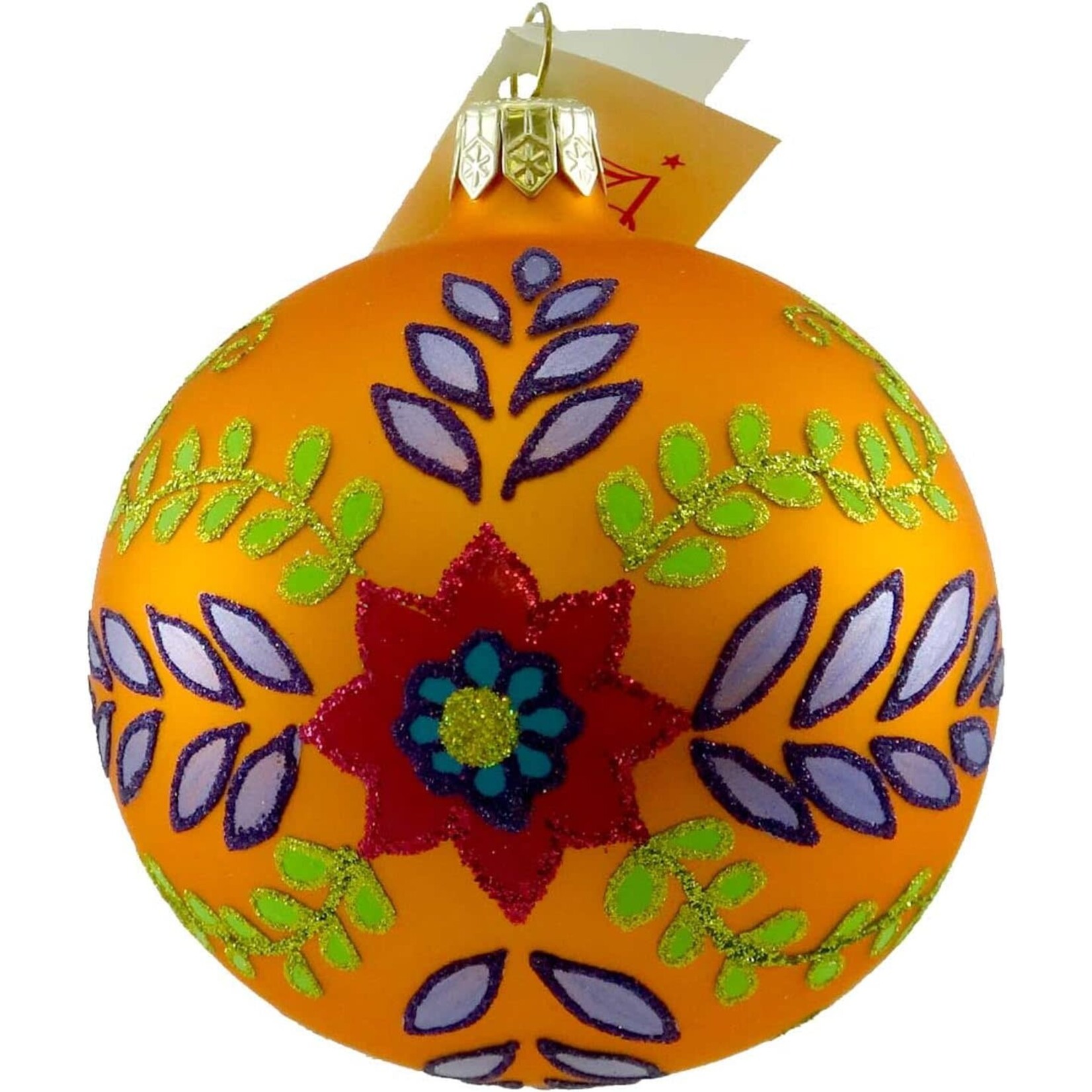 Tannenbaum Treasures Flower Vines Glass Ball Ornament