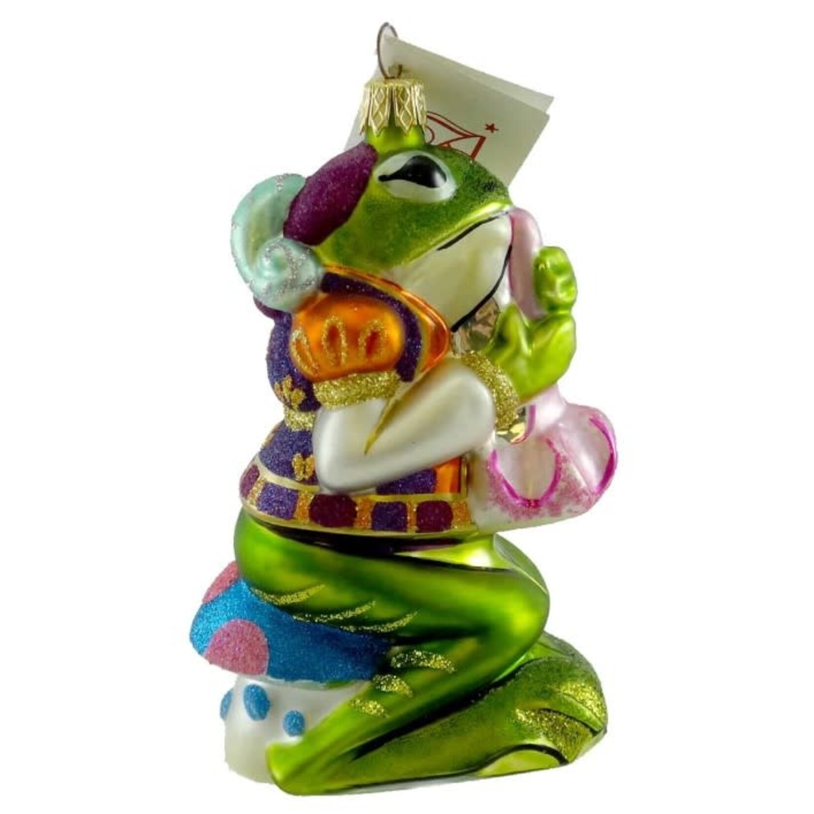 Tannenbaum Treasures Frog Minstrel Glass Ornament