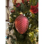 Tannenbaum Treasures Red Egg  with Gold Glitter Glass Ornament