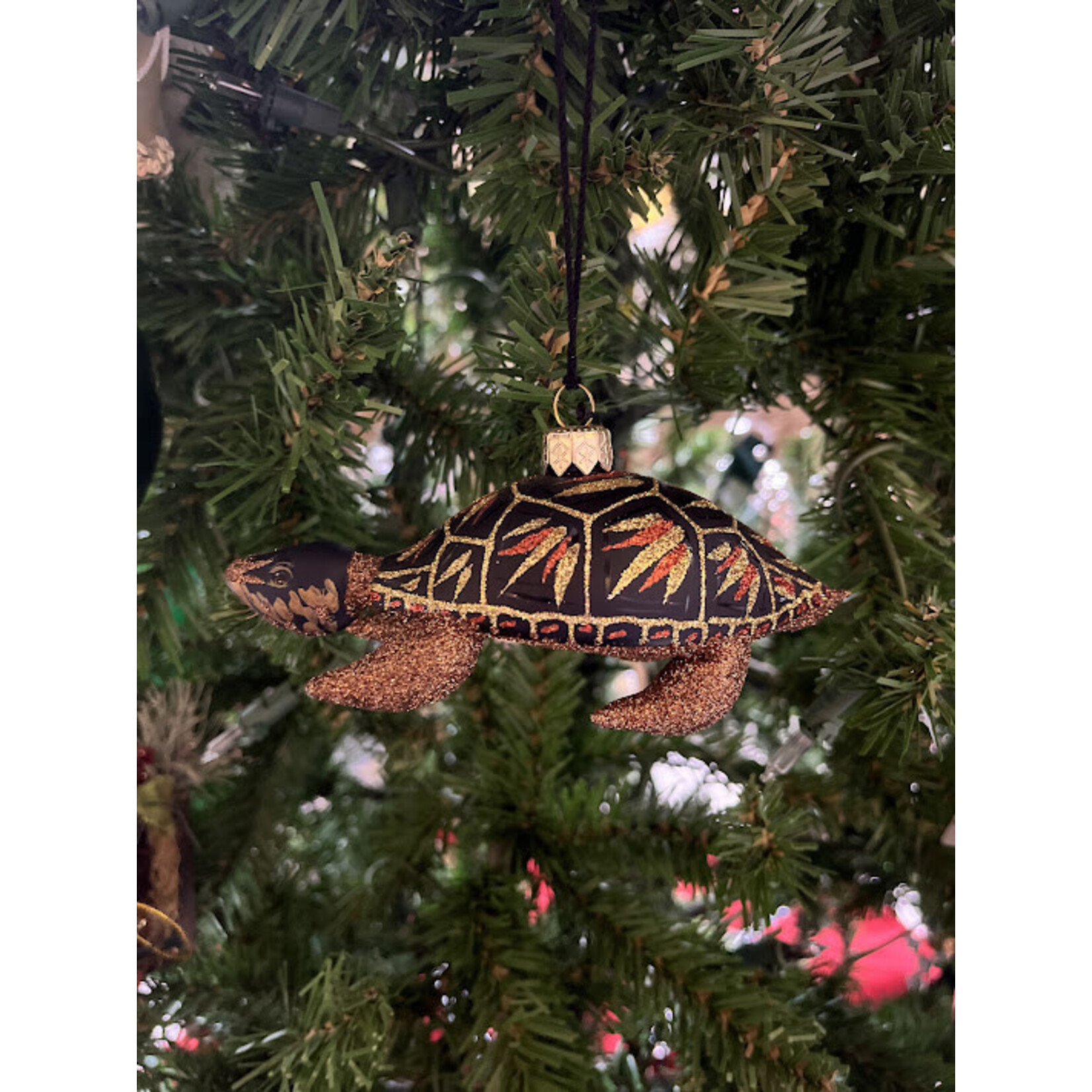 Mia A Touch Of Gold Free Form Glass Christmas Ornament Turtle